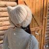 Fashionable and Adorable Cat Ear Hat Autumn Winter Versatile Knitted Hat Thickened Large Circumference Women's Plush Hat