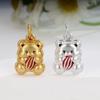 Handmade 999 Sterling Silver Painted Bear Pendant with Braided Rope Bracelet
