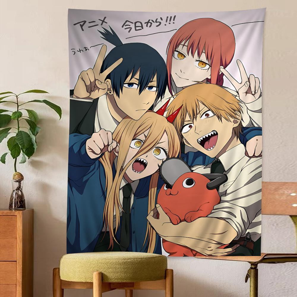 Anime Chainsaw Man Printed Large Wall Tapestry Bohemian Style with Mandala Details Ideal for Home Decor Themed Spaces