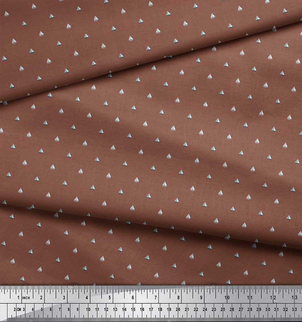 Soimoi Japan Crepe Satin Fabric Sailboat Shirting Fabric Prints By metre 42 Inch