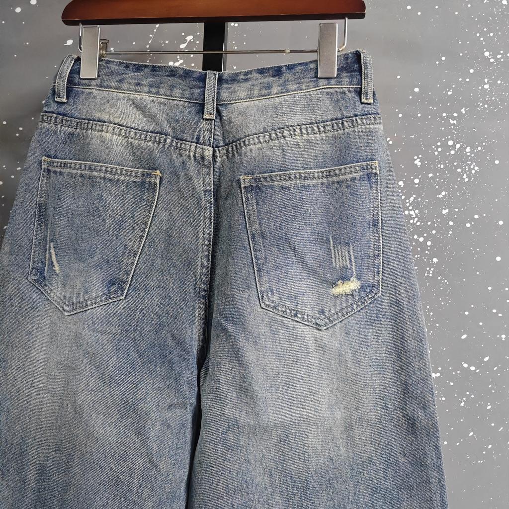 STREETRICH American Style Men's Denim Pants Washing Fashion Loose Men's Straight Trousers Casual Wide Leg Jeans