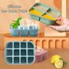 12 Grids Ice Cube Trays with Lid Silicone Ice Making Molds Easy Release Anti-stringing Food Storage Container for Freezer