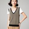 Women's Vintage Houndstooth Knitted V-Neck Sleeveless Vest