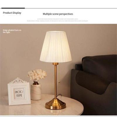 Vintage Exquisite Metal Table Lamp E27 Lamp Base Ins Simple Pleated Standing Lamp Bedroom Sofa Study Table Lamp Gold/Silver