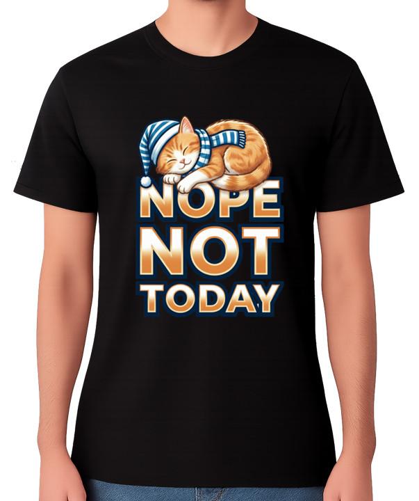Nope Not Today Sleeping Cat Unisex T-Shirt Funny Lazy Cat Graphic Tee S