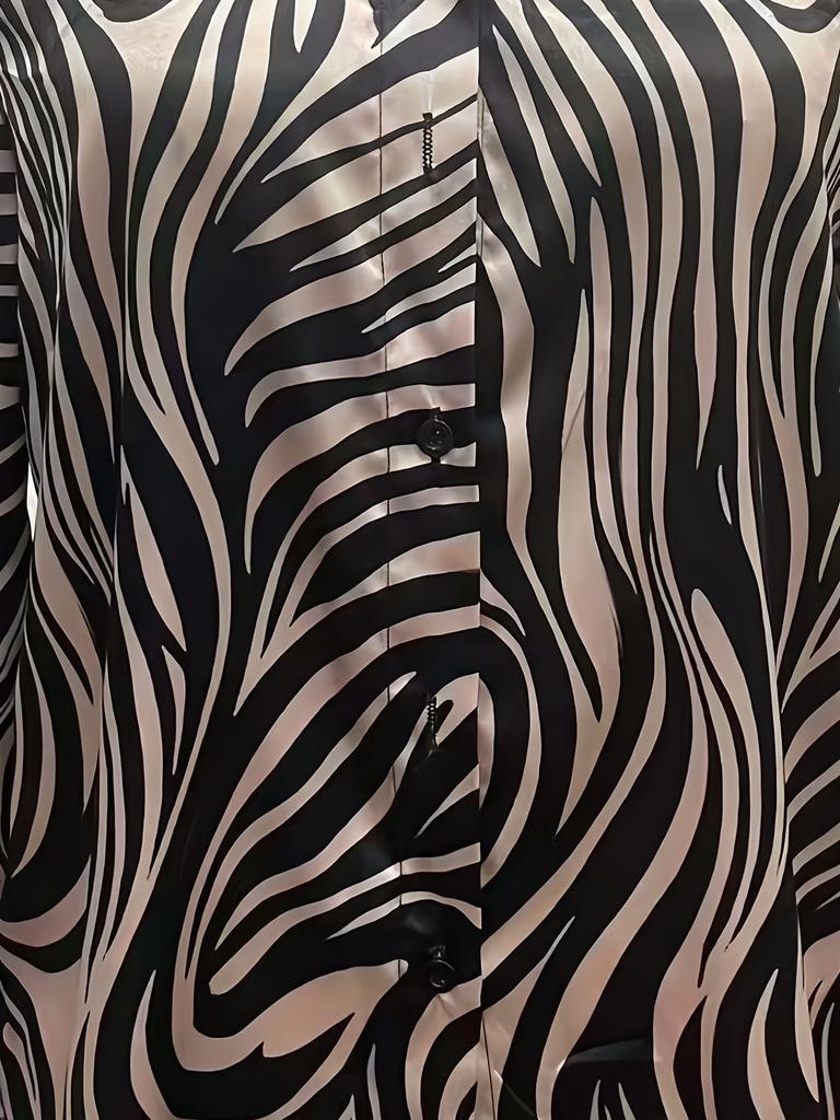 Women's everyday blouse with a zebra pattern, suitable for parties and dates, business office wear, and versatile everyday fashionable clothing.