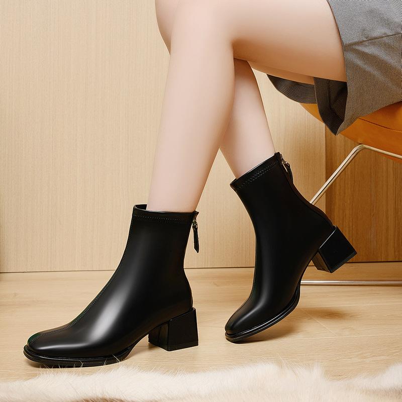 New leather autumn and winter versatile thick-soled small Martin boots women's British style white short boots children's single boots