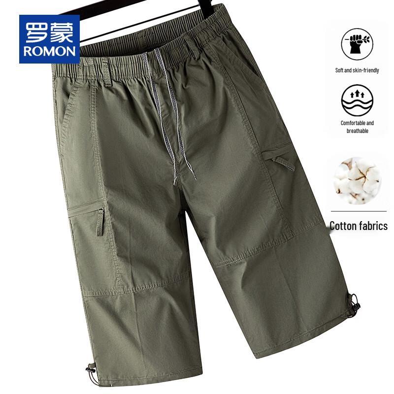 ROMON Men s Summer Cotton Cargo Capri Shorts 2XL