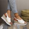 Fashion Summer New Plaid Pu Leather Sandals for Women Fashion Anckle Strap Wedge Sandal Female Plus Size Daily High Heel Sandalias Mujer