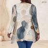 Women Plus Size V Neck Long Sleeve Abstract Leaf Print Irregular Hem Tunic Top