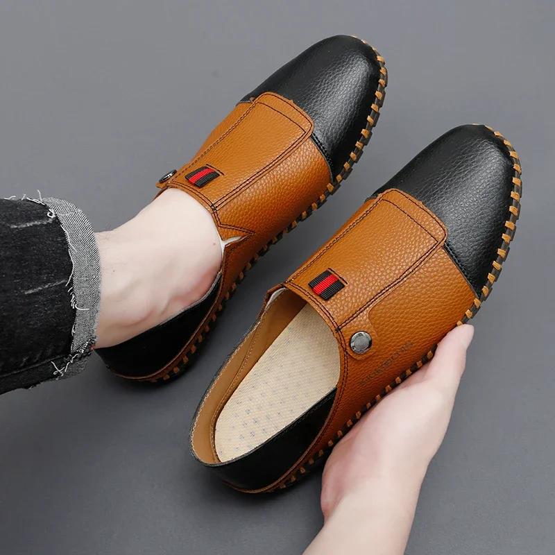 Men Summer Casual Business Loafers Breathable Comfortable SlipOn Leather Suitable for Business Occasions and Office Use