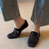 Sheepskin version~ French woven holiday slope heel bag head cool slippers women wear one pedal belt buckle muller shoes