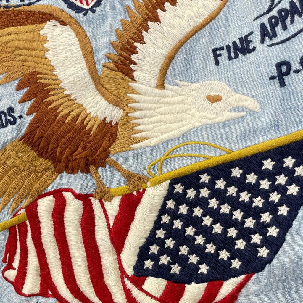 POLO RALPH LAUREN Blue back embroidered denim shirt tops M Light blueUsed