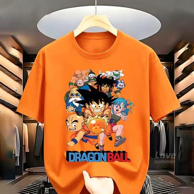 2026 Summer T Shirts 4-14 Yrs Boys Casual Short-Sleeve Dragon Ball T-Shirt Design Birthday Gift Everyday Outdoor Activities