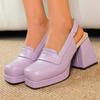 Women's high-heeled sandals spring and summer new waterproof table thick heel large size solid color bag head sandals