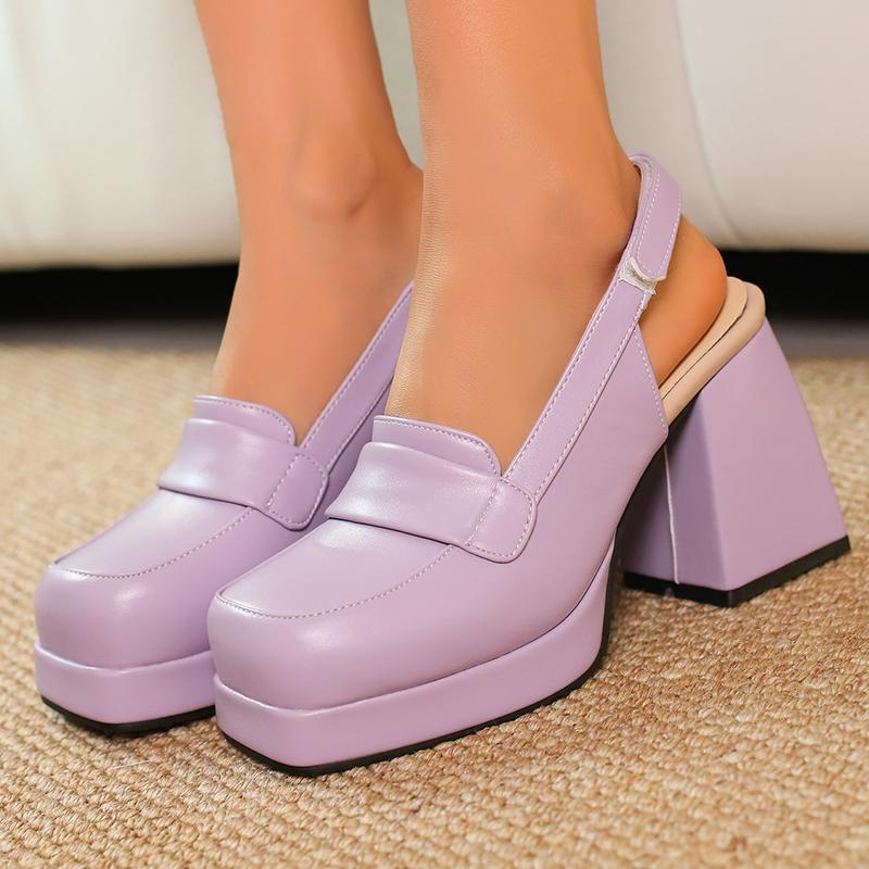 Women's high-heeled sandals spring and summer new waterproof table thick heel large size solid color bag head sandals