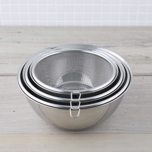 Kai Brand Bowl Colander (Mesh) 6 Piece Set Cookware for Single Living 18cm / 21cm / 24cm Stainless Steel Stackable Storage Integrated Type