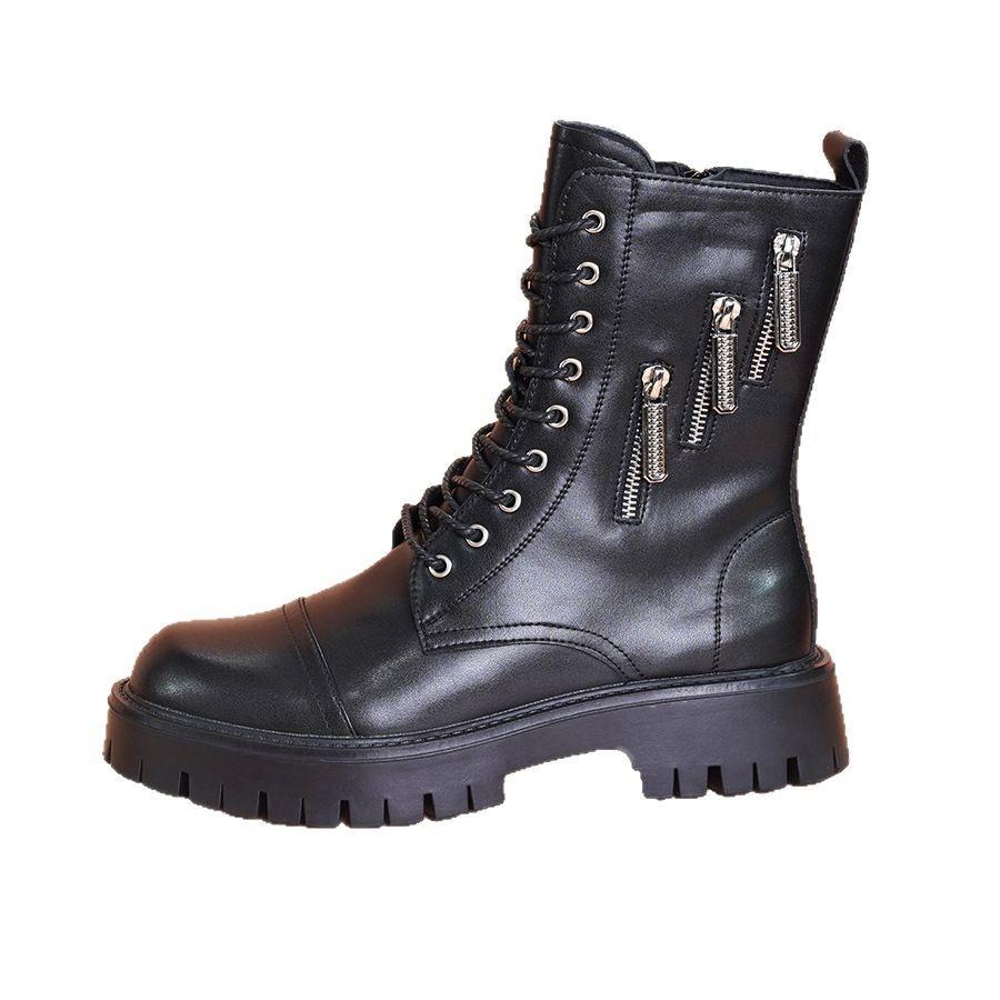 Big head thick-soled Martin boots men's American tooling boots trendy high-top winter velvet thermal locomotive leather boots
