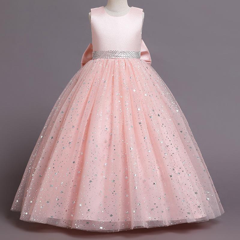Flower Girl Lace Dress Party Princess Wedding Bridesmaid One-shoulder Maxi Dress