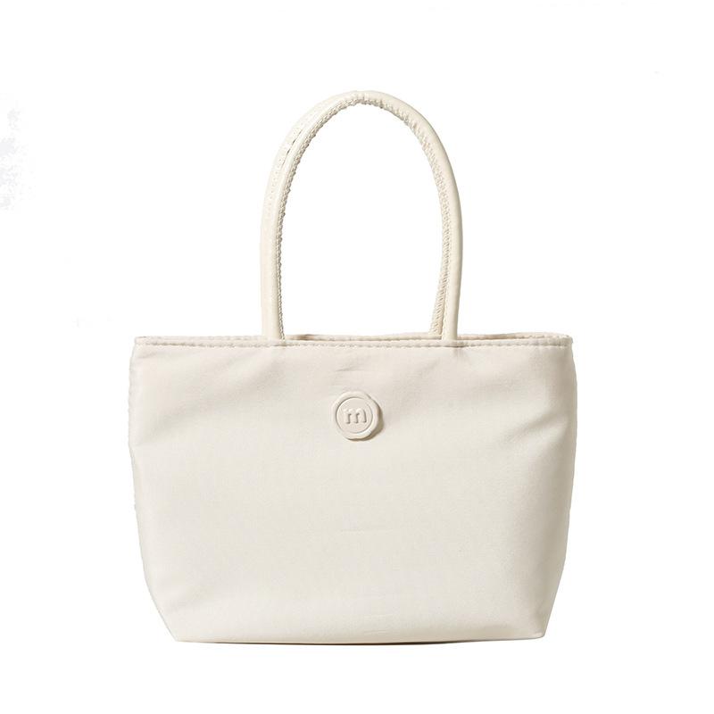 Plain Color Nylon Bucket Bag for Women, Minimalist Single Shoulder Handbag, Lightweight Casual Tote, Simple Daily Crossbody Purse белый
