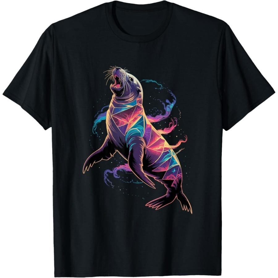 

Космическое абстрактное искусство футболка с морским львом XXXXXL чёрный