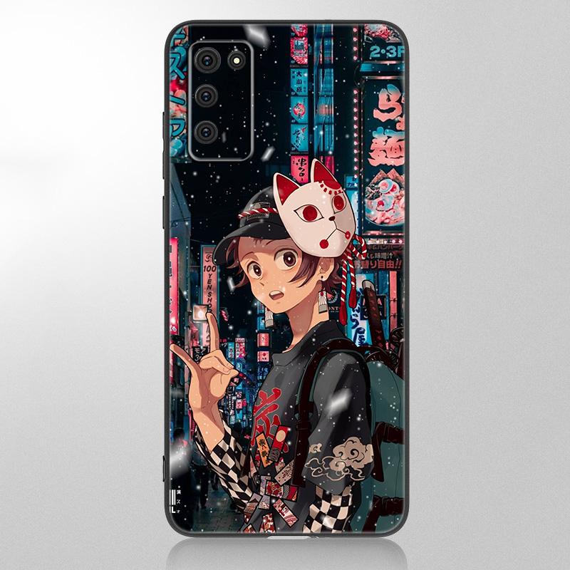 Anime Dämon Slayer Tanjiro Fall für Samsung Galaxy A12 A02S A22 A32 A52 A72 A71 A51 A41 A31 A21 A11 A50 A70 A10 A20S schwarze Abdeckung