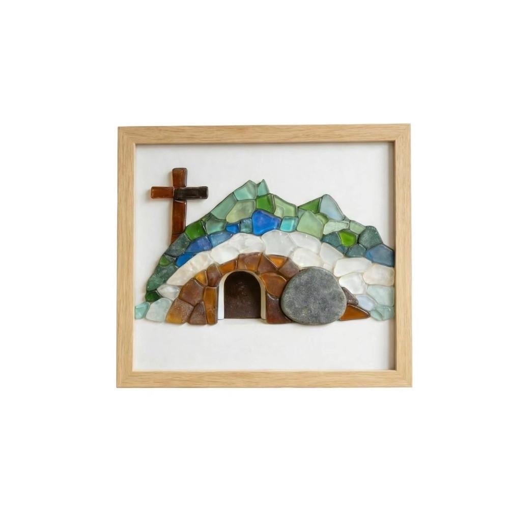 

Handmade Simulation Sea Glass Cross Funny Resin Cave Crystal Crucifix Home Ornaments