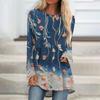 Womens Tops Round Neck Long Sleeve Blouses Casual Mid-length Shirts Fashion Print Tunic Tops