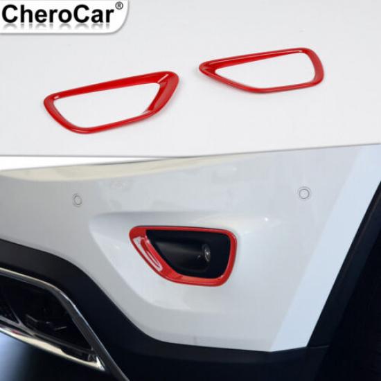 

Car Front Fog Light Lamp Cover Exterior Trim For Jeep Grand Cherokee 2014-16 Red
