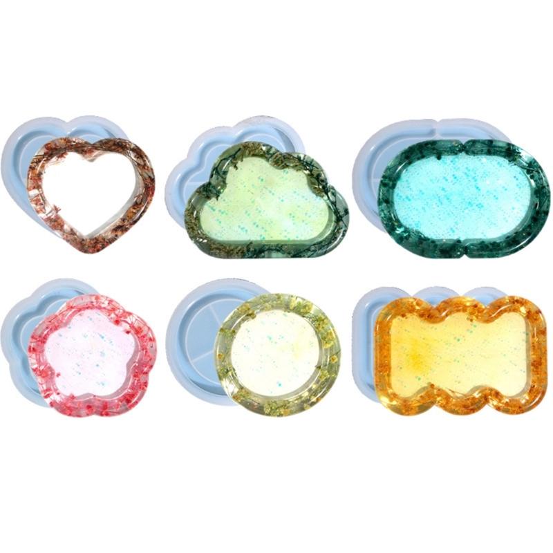 Cloud Heart Flower Shape Tray Silicone Mold Jewelry Container Resin Casting Mold Candle Holder Mold Easy To Clean