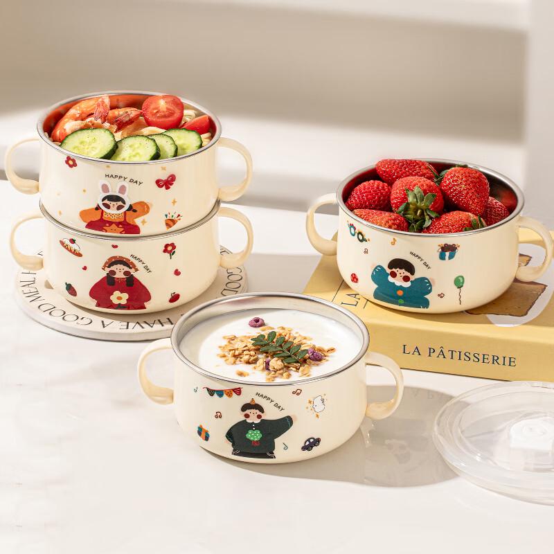 TREEJACK 316 Stainless Steel Double-Handle Baby Feeding Bowl