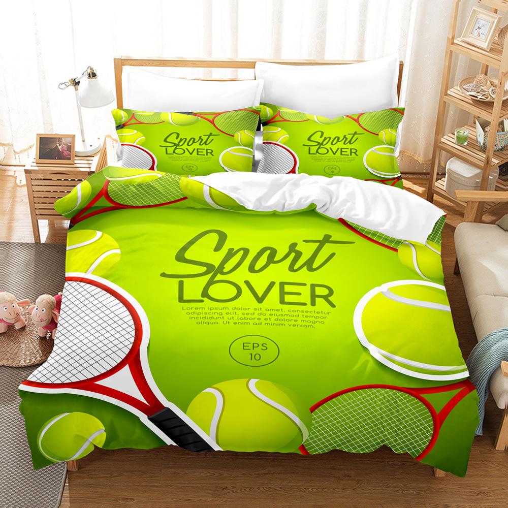 Sports Ball Printing Bed Three-Piece 3D Digital Printing Kit Grinding Quilt Cover