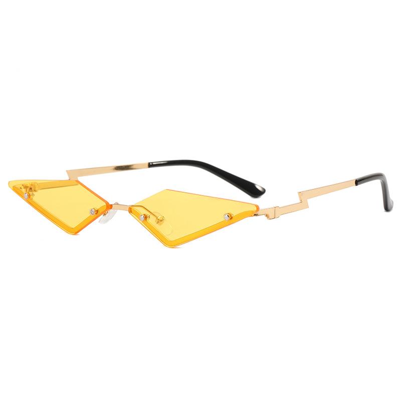 

New Stylish Rimless Sunglasses Personalised Triangle Metal Glasses Burst Tide Sunglasses with box