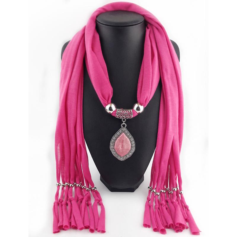 Jewelry Scarf Metal Diamond Jade Pendant Women Shawl Scarf