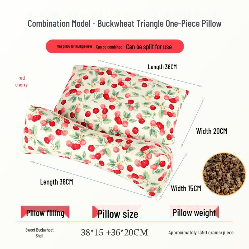 Buckwheat Husk Diamond-Shaped Neck Pillow: Multi-Functional, Detachable, Washable Floral Design