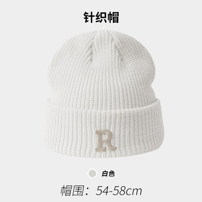 P letter wool hat women's autumn and winter ins fashion versatile knitted hat student warm windproof bag head cold hat