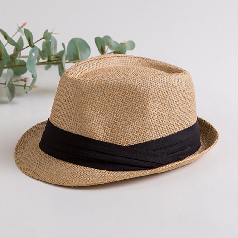 Hot Selling Panama Straw Hat Curled Gentleman Sunscreen Beach Hat Three Fold Edge Straw Jazz Top Hat