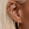 AIDE 1PC Black Rutilated Quartz Flat Head Threaded Puncture 925 Silver Earring For Women Gleaming Rainbow Zircon Studs