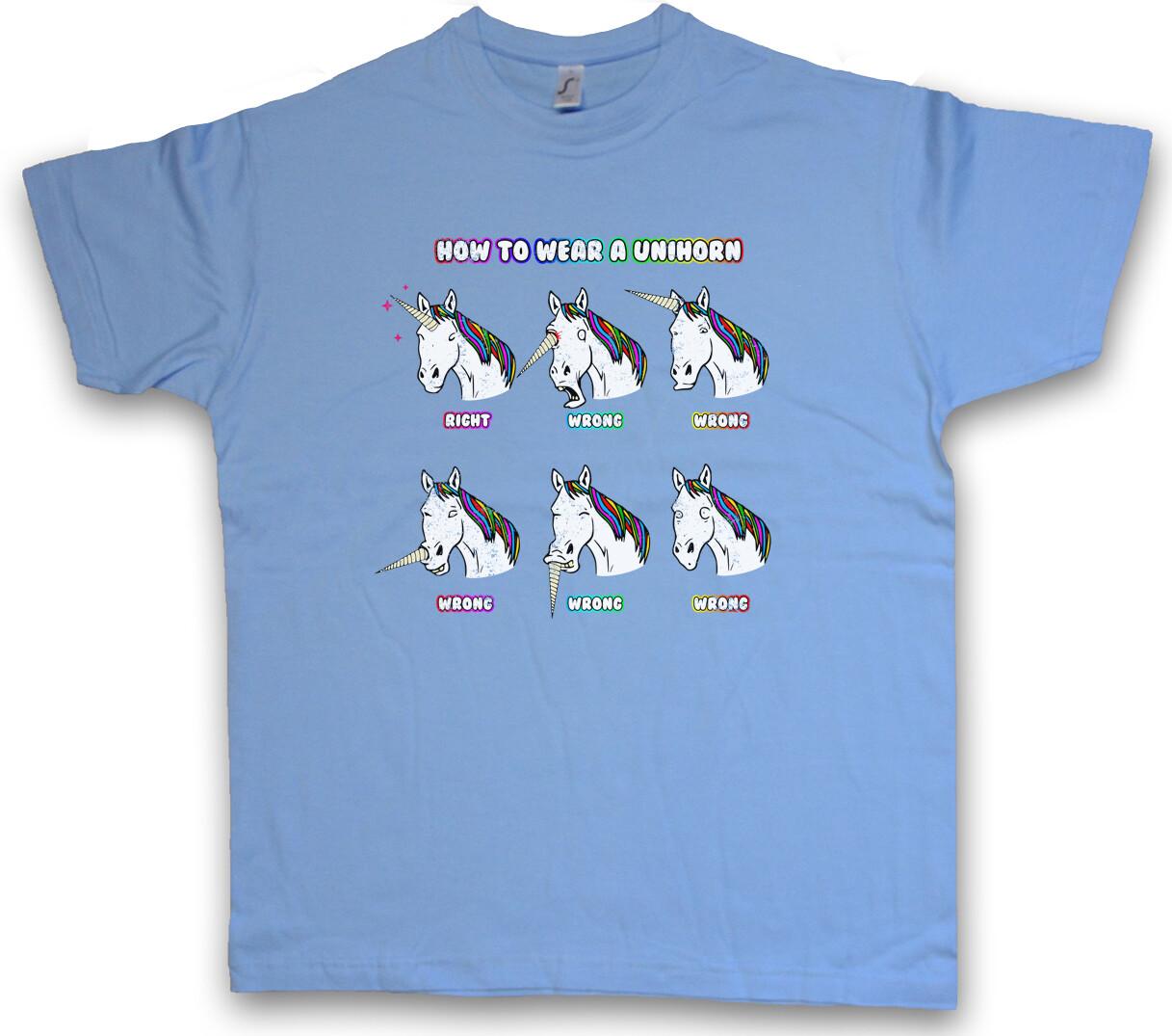 HOW TO WEAR A UNIHORN II T-Shirt Mens Womens Tees Top Horn Rainbow Fun Fairies Princess L