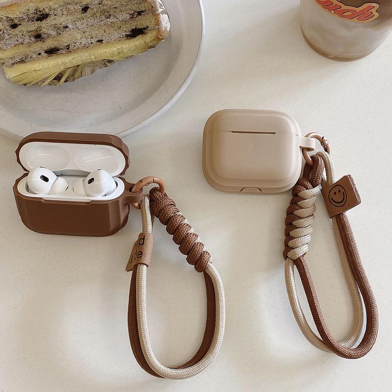 Cute Simple Cover For Apple Airpods Pro 3 2 Case With Smile Lanyard Earpods Soft Cover For Air Pods 4 3 Pro 2 1 Silicone Protective Case