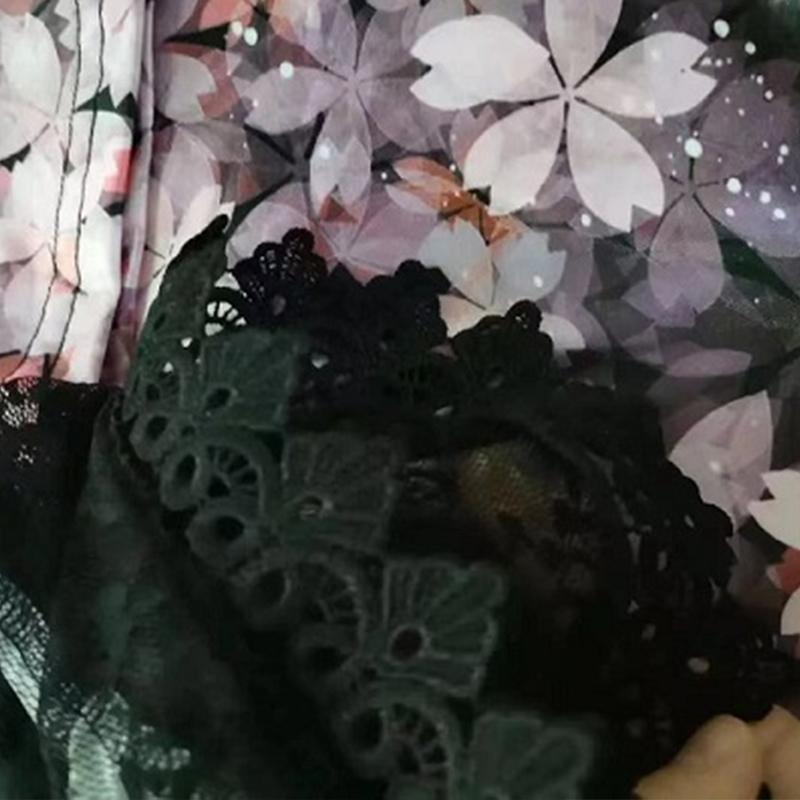 Sommer Sexy Mode Blumenprint Spitze Partykleider Elegant Welle V-Ausschnitt Minikleid für Damen Kurze Ärmel Schwarze Oversized Roben