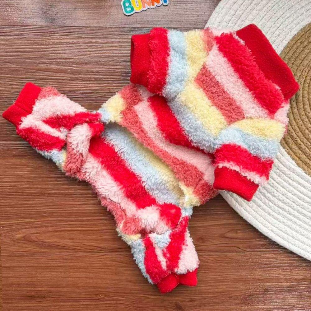 Warm Dog Four Legged Clothes Rainbow Striped Striped Dog Clothes Fashion Pet Sweater  Autumn Winter