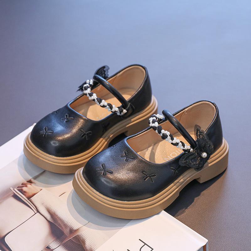 Girls princess shoes children butterfly soft-soled small leather shoes 2025 spring and autumn new little girl baby performance shoes
