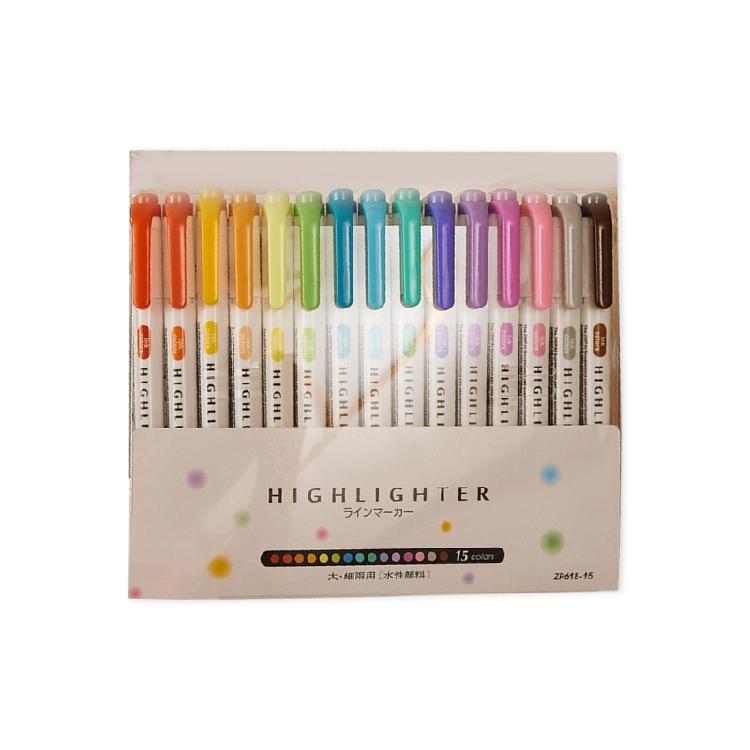 Double Headed Fluorescent Highlighter Pen 10/15Color Highlighters Marker for Planner Journal Scrapbooking Color Coding