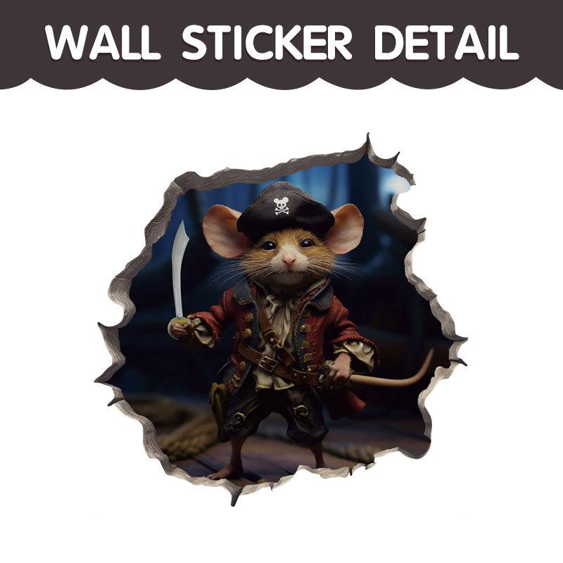 מדבקות קיר חור עכבר קטן חמוד מצויר לחדר ילדים חדר שינה יצירתי חדר אמבטיה מדבקות חמודות עמידות לשריטות קישוט מזוודה בית M420