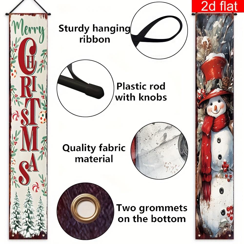 Merry Christmas Couplet Banner Snowman 1 Pair Polyester Indoor Outdoor Decor
