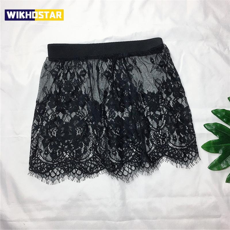 Minirock Sexy Transparenter Spitzen-Mesh-Rock Hemdverlängerer Damen Sommer Mini Schwarz Weiß Kurz Mikro-Rock Damen Unterrock