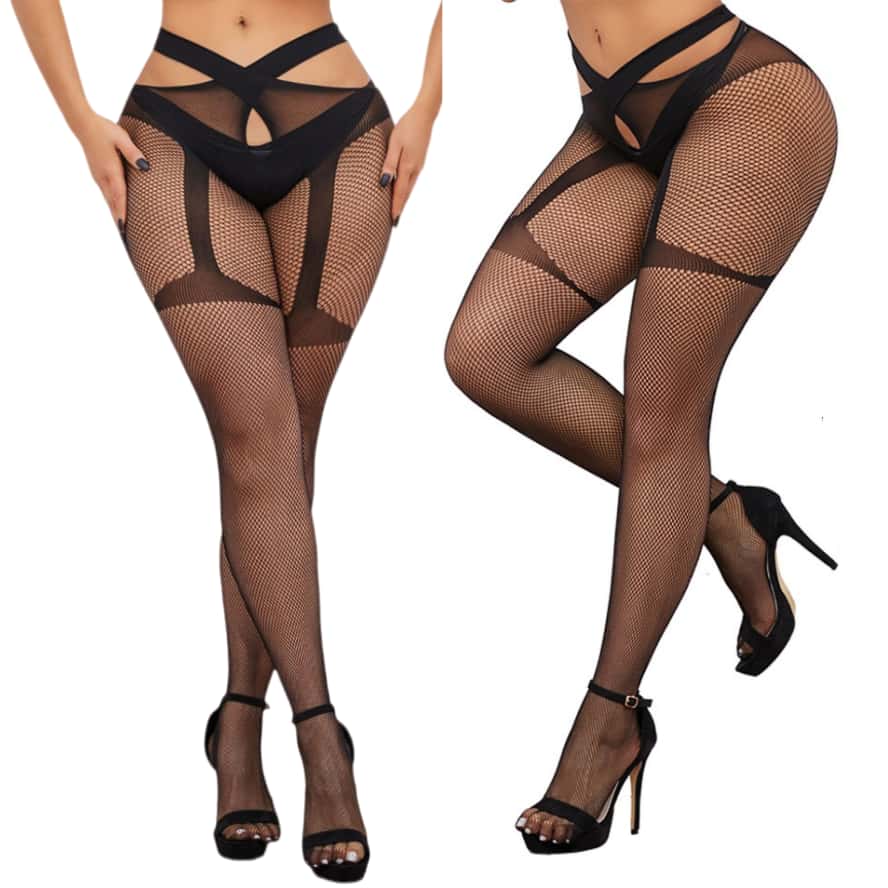 Newfunjoin Large Plus Size Fishnets Big Mesh Stockings Garter Belt Pantyhose Thigh High Sexy Hot Hollow Tights Women Panty Socks