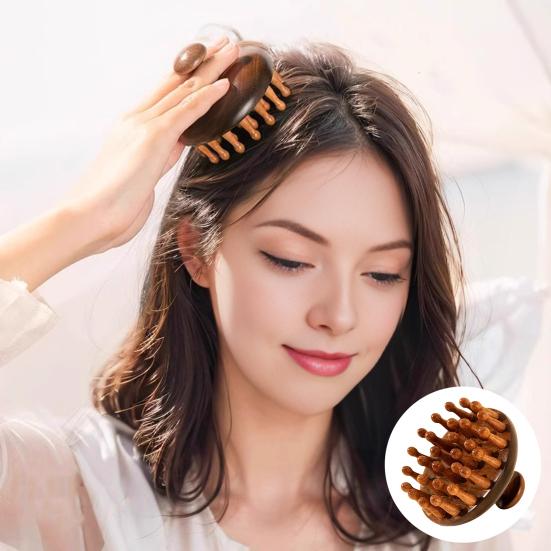 Wooden Scalp Massager Brush Portable Hair Growth Head Relaxation Massage Tool Men Women Wet Dry Hair Scalp Care Scrubber Gua Sha Brush