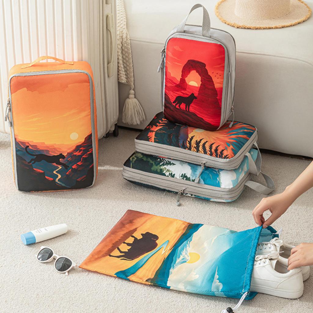 5Pcs/Set Travel Organizer Set Zipper Storage Bag Large Capacity Bag Compressible Underwear Suitcase Luggage Packing Cubes